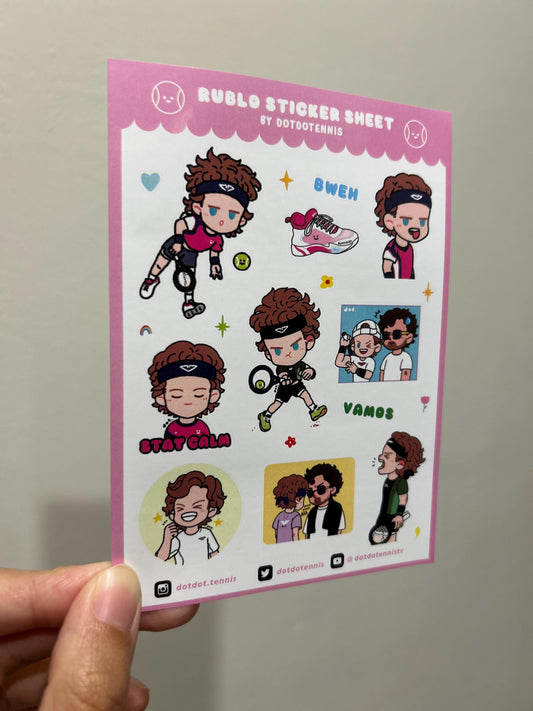 Andrey Rublev Stickers Sheet - Pink (A6 size) with die-cuts