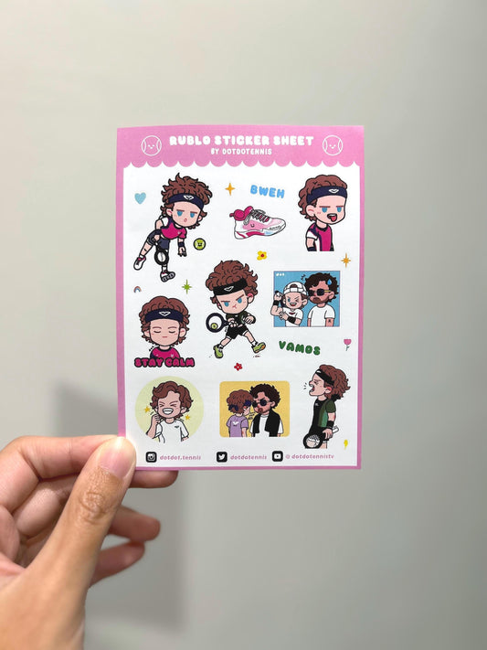 Andrey Rublev Stickers Sheet - Pink (A6 size) with die-cuts