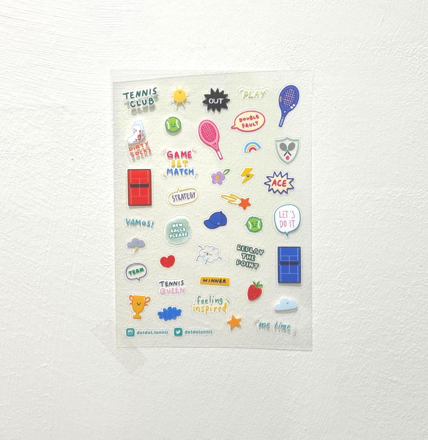 Tennis elements Stickers Sheet (A6 size) with die-cuts