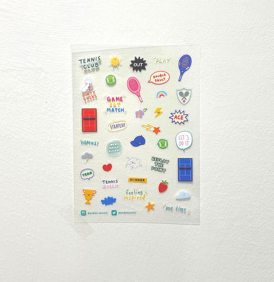 Tennis elements Stickers Sheet (A6 size) with die-cuts