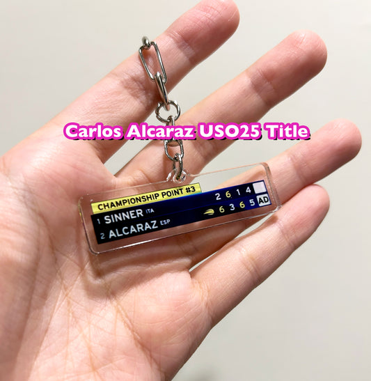 Carlos Alcaraz USO25 Title | Clear Acrylic keychain with metal clasp