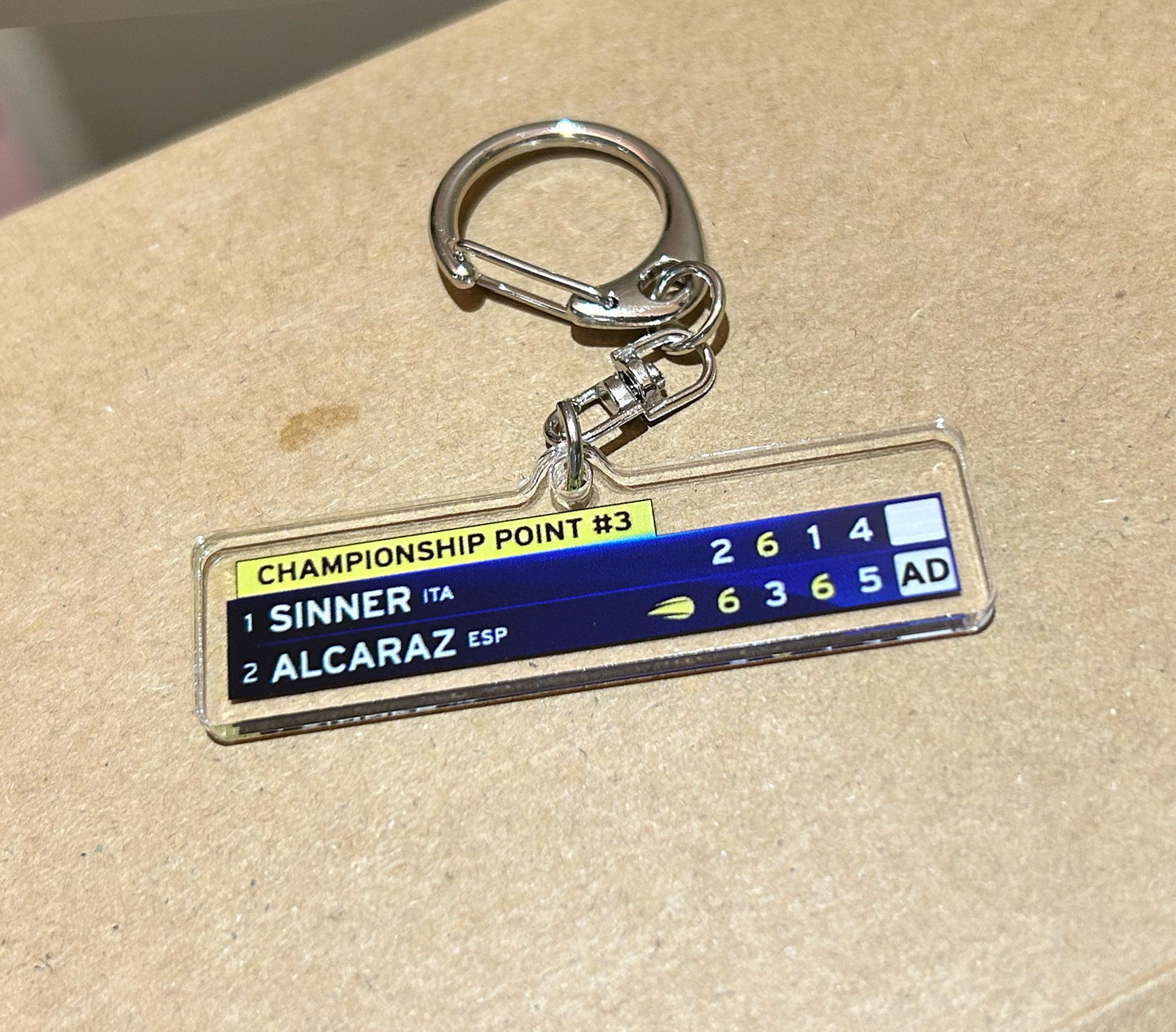 Carlos Alcaraz USO25 Title | Clear Acrylic keychain with metal clasp